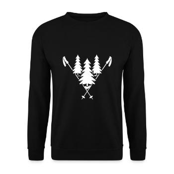 Alpine skiing powder snow "Winterwonderland powder" - Unisex Sweatshirt - black - Front - Alina (178cm) & Michal (187cm)