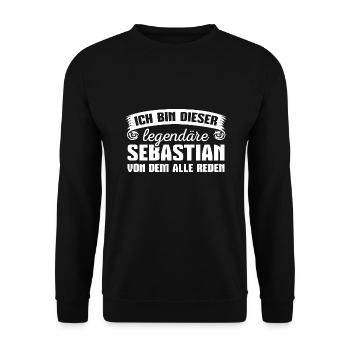 Sebastian Vorname Geschenk - Unisex Pullover - Schwarz - Vorne - Alina (178cm) & Michal (187cm)