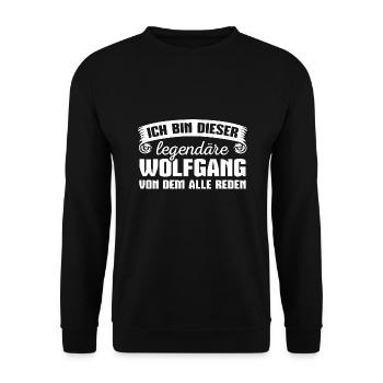 Wolfgang Vorname Geschenk - Unisex Pullover - Schwarz - Vorne - Alina (178cm) & Michal (187cm)