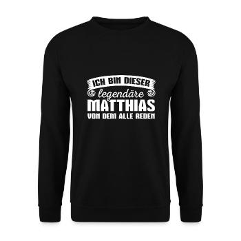 Matthias Vorname Geschenk - Unisex Pullover - Schwarz - Vorne - Alina (178cm) & Michal (187cm)