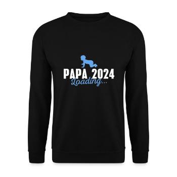 Papa 2024 loading Werdender Vater - Unisex Pullover - Schwarz - Vorne - Alina (178cm) & Michal (187cm)