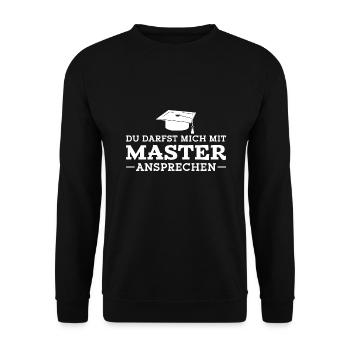 Master Abschluss Bestandene Masterprüfung Studium - Unisex Pullover - Schwarz - Vorne - Alina (178cm) & Michal (187cm)