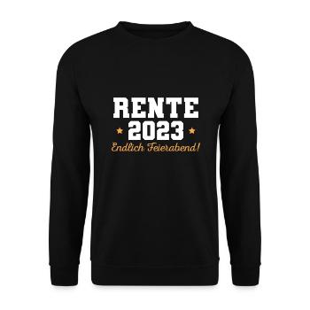 Rentner 2023 Arbeitskollege Ruhestand Rente - Unisex Pullover - Schwarz - Vorne - Alina (178cm) & Michal (187cm)