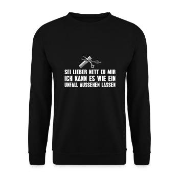 Haarstylistin Friseur Sei lieber nett Friseurin - Unisex Pullover - Schwarz - Vorne - Alina (178cm) & Michal (187cm)