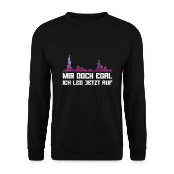 Mir doch egal Ich leg jetzt auf DJ - Unisex Pullover - Schwarz - Vorne - Alina (178cm) & Michal (187cm)