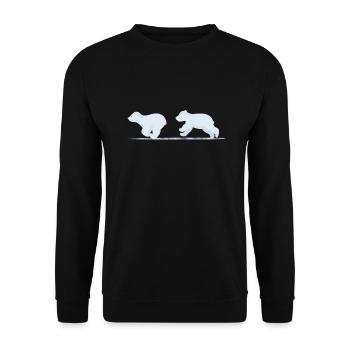 Bärenjunge-Brüder spielen im Eis - Unisex Pullover - Schwarz - Vorne - Alina (178cm) & Michal (187cm)