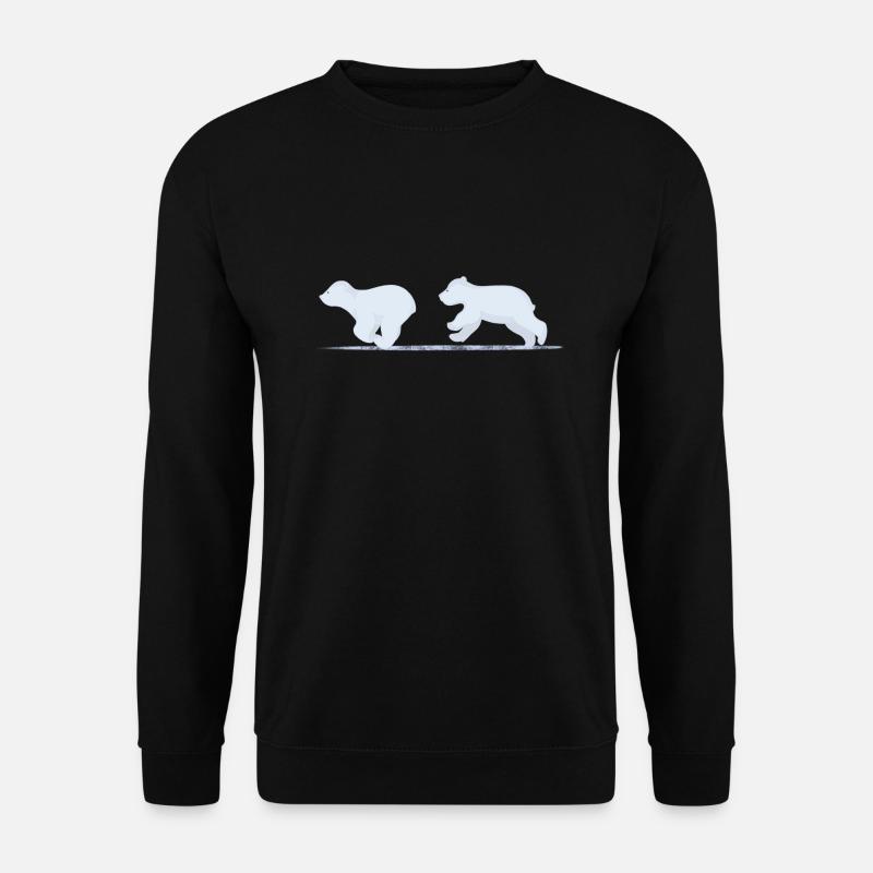 Bärenjunge-Brüder spielen im Eis - Unisex Pullover - Schwarz
