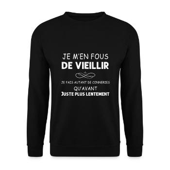 Humour Homme Et Femme Anniversaire - Sweat-shirt Unisexe - noir - Devant - Alina (178cm) & Michal (187cm)