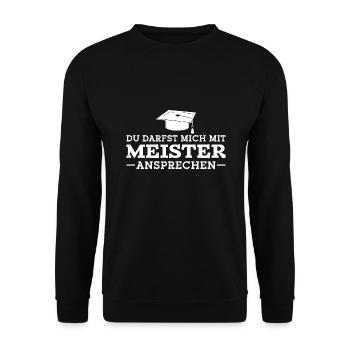Meisterprüfung bestanden Meister Abschluss - Unisex Pullover - Schwarz - Vorne - Alina (178cm) & Michal (187cm)