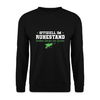 Gärtner in Rente Ruhestand Geschenkidee - Unisex Pullover - Schwarz - Vorne - Alina (178cm) & Michal (187cm)