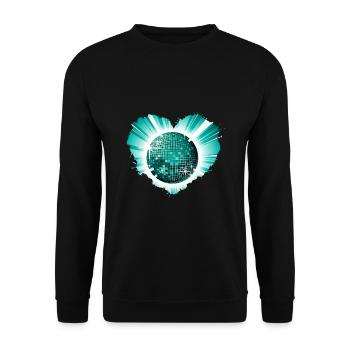 techno hard beats discokugel partypeople disco - Unisex Pullover - Schwarz - Vorne - Alina (178cm) & Michal (187cm)