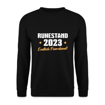 Ruhestand 2023 Rentner Pension Rente - Unisex Pullover - Schwarz - Vorne - Alina (178cm) & Michal (187cm)