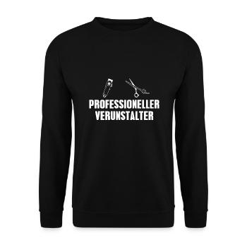 Haarstylist Professioneller Verunstalter Friseur - Unisex Pullover - Schwarz - Vorne - Alina (178cm) & Michal (187cm)