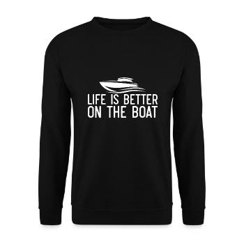 Motorboot Yacht Speedboot Kapitän Geschenk - Unisex Pullover - Schwarz - Vorne - Alina (178cm) & Michal (187cm)
