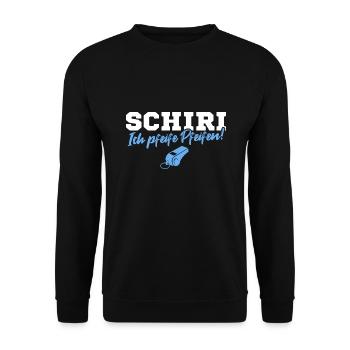 Schiri Ich pfeife Pfeifen Fußball Schiedsrichter - Unisex Pullover - Schwarz - Vorne - Alina (178cm) & Michal (187cm)