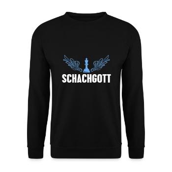 Schachgott Schach Schachspieler Geschenk - Unisex Pullover - Schwarz - Vorne - Alina (178cm) & Michal (187cm)