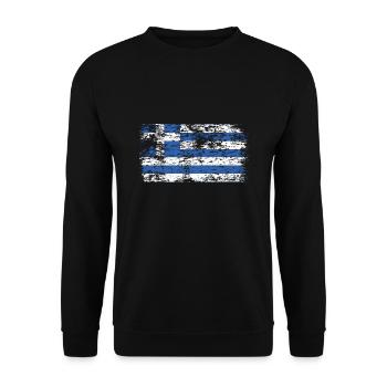 Griechenland Flagge Hellas Athen Griechische Fahne - Unisex Pullover - Schwarz - Vorne - Alina (178cm) & Michal (187cm)