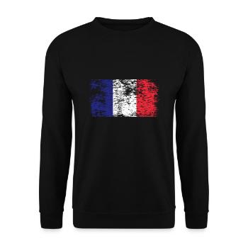 Drapeau de la France Look en détresse Drapeau français - Sweat-shirt Unisexe - noir - Devant - Alina (178cm) & Michal (187cm)