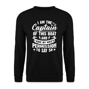 Funny Boating Captain Husband - Unisex Pullover - Schwarz - Vorne - Alina (178cm) & Michal (187cm)