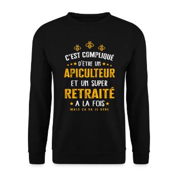 Retraité apiculteur cadeau drôle fête des pères - Sweat-shirt Unisexe - noir - Devant - Alina (178cm) & Michal (187cm)