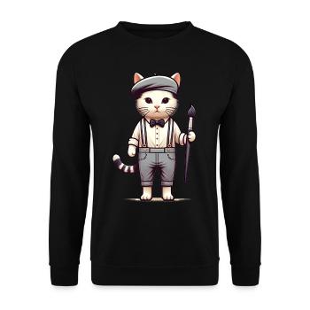 Cute Cat Artist - Unisex Sweatshirt - black - Front - Alina (178cm) & Michal (187cm)