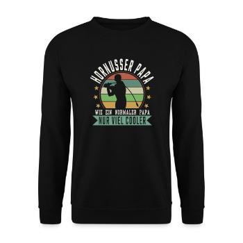 Hornusser Papa Wie ein normaler Papa nur viel cool - Unisex Pullover - Schwarz - Vorne - Alina (178cm) & Michal (187cm)