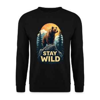 Ours Restez sauvage - Sweat-shirt Unisexe - noir - Devant - Alina (178cm) & Michal (187cm)