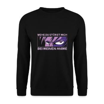 Wehe du störst bei meinen Anime - Unisex Pullover - Schwarz - Vorne - Alina (178cm) & Michal (187cm)