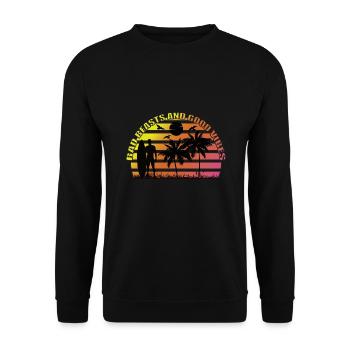Surfer T-Shirt aus weichem Jersey und Sommer Vibes - Unisex Pullover - Schwarz - Vorne - Alina (178cm) & Michal (187cm)