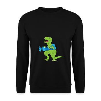 T-Rex dinosaure Dino Scolarisation - Sweat-shirt Unisexe - noir - Devant - Alina (178cm) & Michal (187cm)