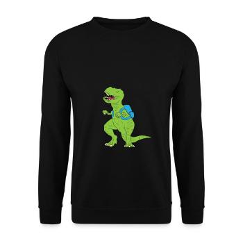 T-Rex Dinosaur Dino School Enrolment Schoolchild - Unisex Sweatshirt - black - Front - Alina (178cm) & Michal (187cm)