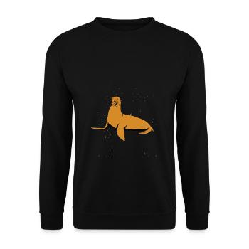 Seehund Robben T-shirt als Geschenk für Kids - Unisex Pullover - Schwarz - Vorne - Alina (178cm) & Michal (187cm)