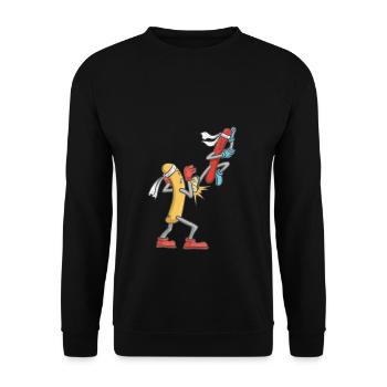Grilled sausages Karate sausage Martial arts Sausages - Unisex Sweatshirt - black - Front - Alina (178cm) & Michal (187cm)