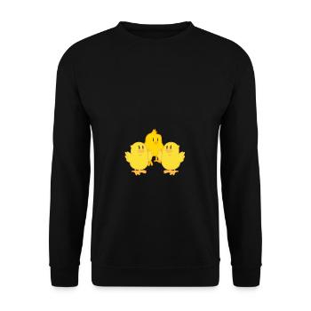 Süße kleine Kücken für Kinder als Geschenk - Unisex Pullover - Schwarz - Vorne - Alina (178cm) & Michal (187cm)