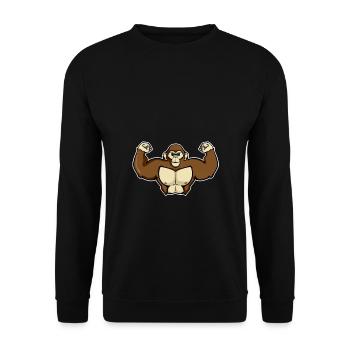 Muskel Affe Gorilla Shirt für Kinder - Unisex Pullover - Schwarz - Vorne - Alina (178cm) & Michal (187cm)