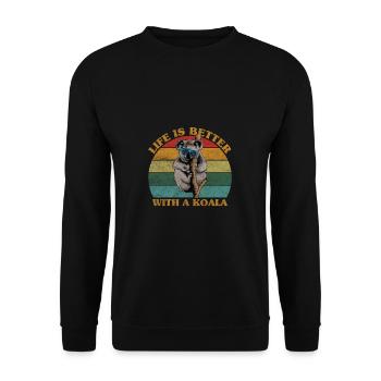Cool koala with sunglasses & saying for fans - Unisex Sweatshirt - black - Front - Alina (178cm) & Michal (187cm)