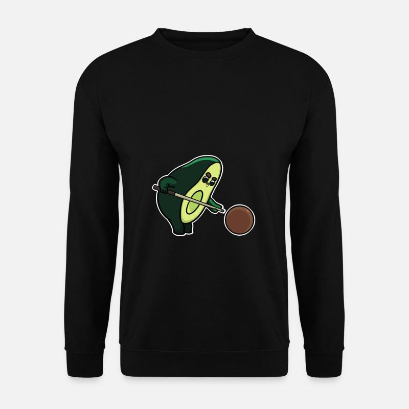 Billard Avocado mit Schläger & Ball als Geschenk - Unisex Pullover - Schwarz