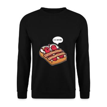Guten Morgen Frühstück Wurst Eier Speck Toast - Unisex Pullover - Schwarz - Vorne - Alina (178cm) & Michal (187cm)