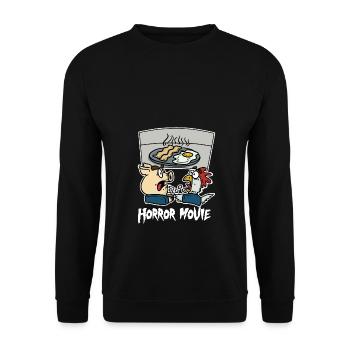 Chemise oeuf au bacon poulet poulet bacon film d'horreur - Sweat-shirt Unisexe - noir - Devant - Alina (178cm) & Michal (187cm)