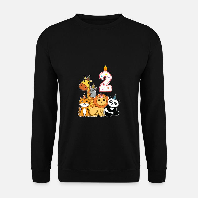 Cartoon Geburtstags Tiere 2 Geburtstag für Kids - Unisex Pullover - Schwarz