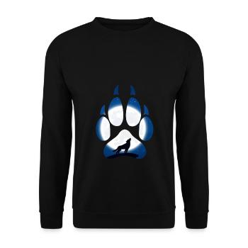 Wolfs Tatze im Mondschein in der Nacht - Unisex Pullover - Schwarz - Vorne - Alina (178cm) & Michal (187cm)