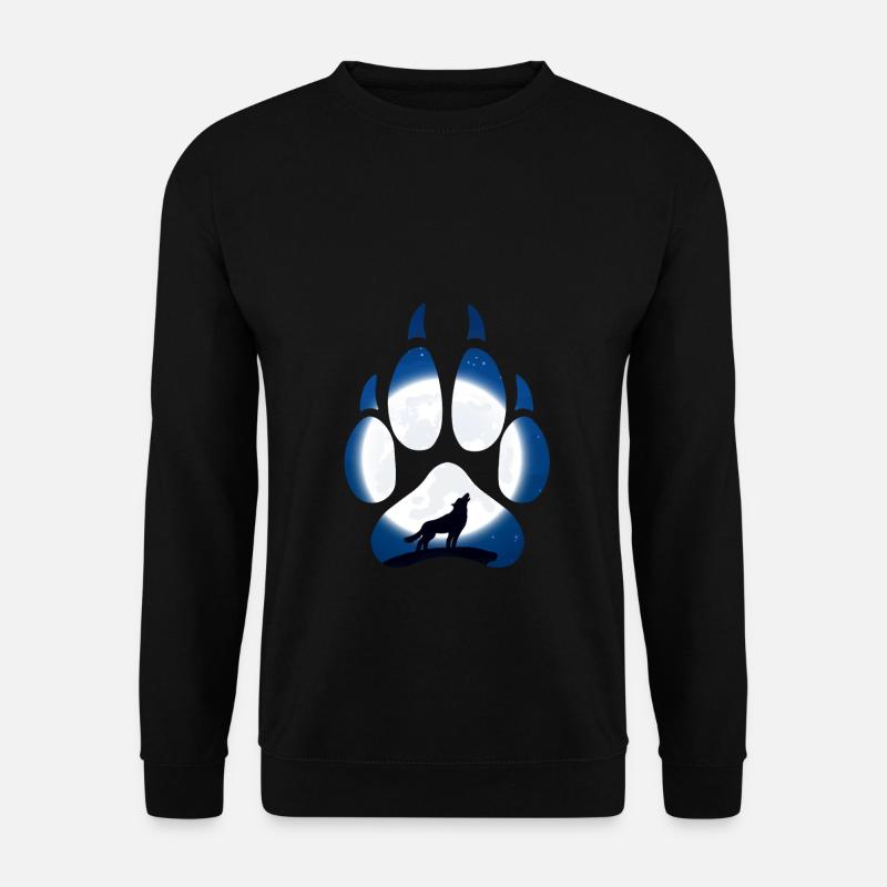 Wolfs Tatze im Mondschein in der Nacht - Unisex Pullover - Schwarz