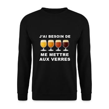 Apéro Humour Bière Jeu De Mot Se Mettre Aux Verres - Sweat-shirt Unisexe - noir - Devant - Alina (178cm) & Michal (187cm)