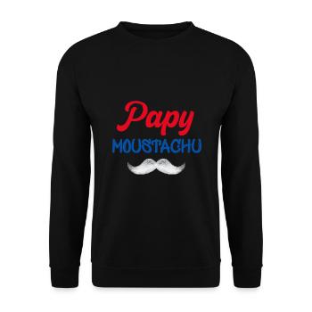 Papy moustachu Cadeau Pour Mon Papi - Sweat-shirt Unisexe - noir - Devant - Alina (178cm) & Michal (187cm)
