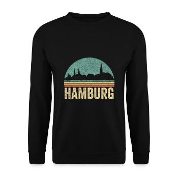 HAMBURG cool skyline vintage souvenir gift - Unisex Sweatshirt - black - Front - Alina (178cm) & Michal (187cm)