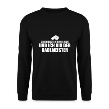 Schwimmbad Bademeister Geschenk - Unisex Pullover - Schwarz - Vorne - Alina (178cm) & Michal (187cm)