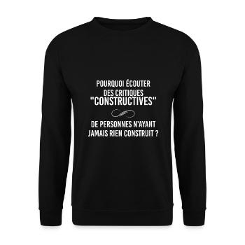 Pourquoi Ecouter ? Humour Personne D'experience - Sweat-shirt Unisexe - noir - Devant - Alina (178cm) & Michal (187cm)