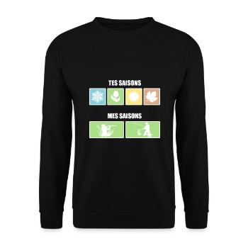 Mes saisons: chasses et pêches - Sweat-shirt Unisexe - noir - Devant - Alina (178cm) & Michal (187cm)