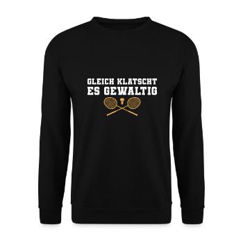 Badminton Gleich klatscht es Badmintonspieler - Unisex Pullover - Schwarz - Vorne - Alina (178cm) & Michal (187cm)