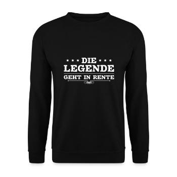 Legende in Rente Renteneintritt Ruhestand - Unisex Pullover - Schwarz - Vorne - Alina (178cm) & Michal (187cm)